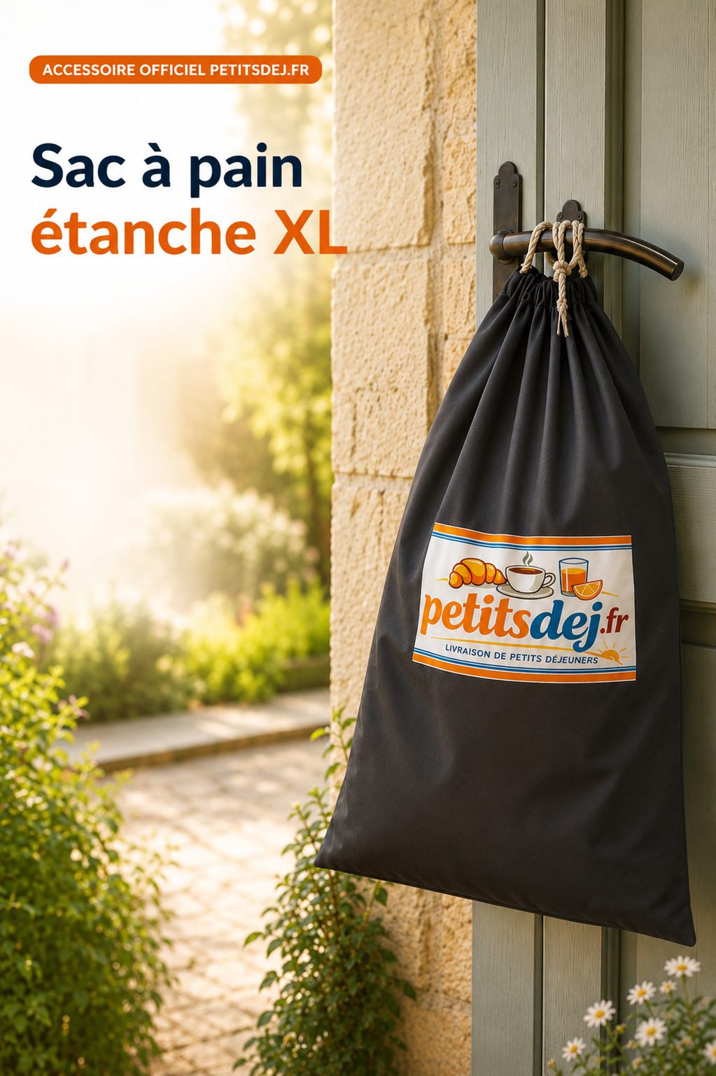 Sac à pain et affiche du kit partenaire petitsdej.fr